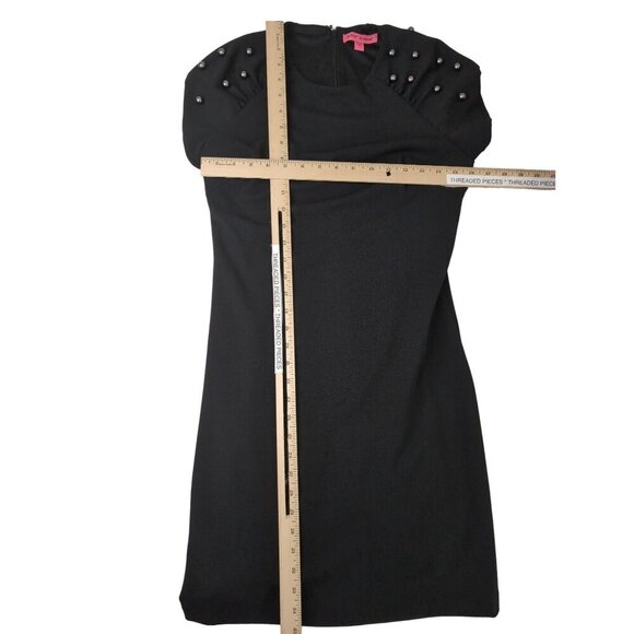 Betsey Johnson Sheath Dress Womens 2 Black Beaded Short Sleeve Cocktail Party - Picture 11 of 11